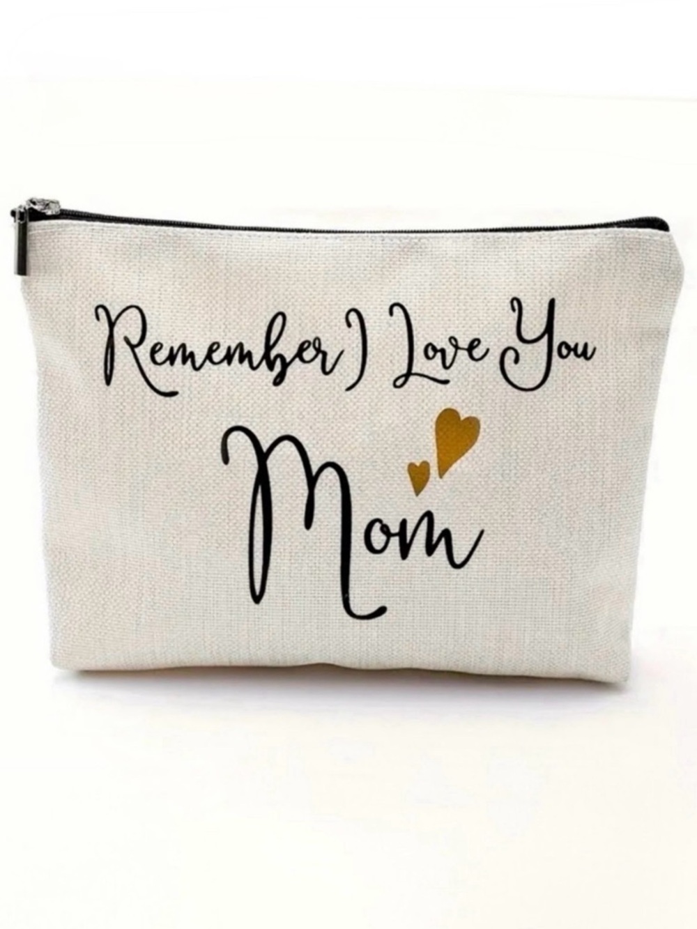 Cream and Black Linen Cosmetic Bag For Mom